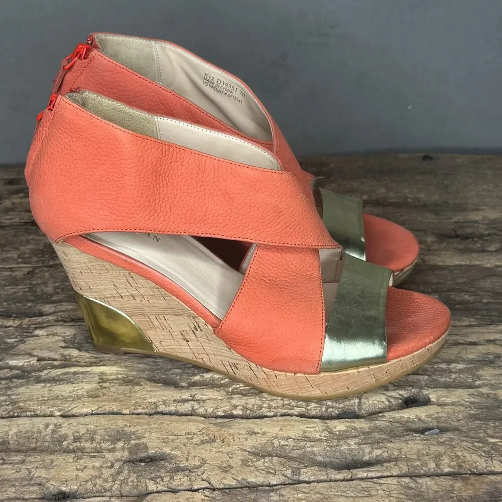 Cole Haan with Nike Air Technology Cork Wedge Sandals — Women's Size 7B